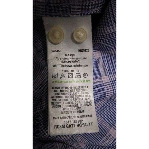 Men's TED BAKER London ENDURANCE Long Sleeve 100% Cotton Shirt 16.5 34/35 - Picture 6 of 6